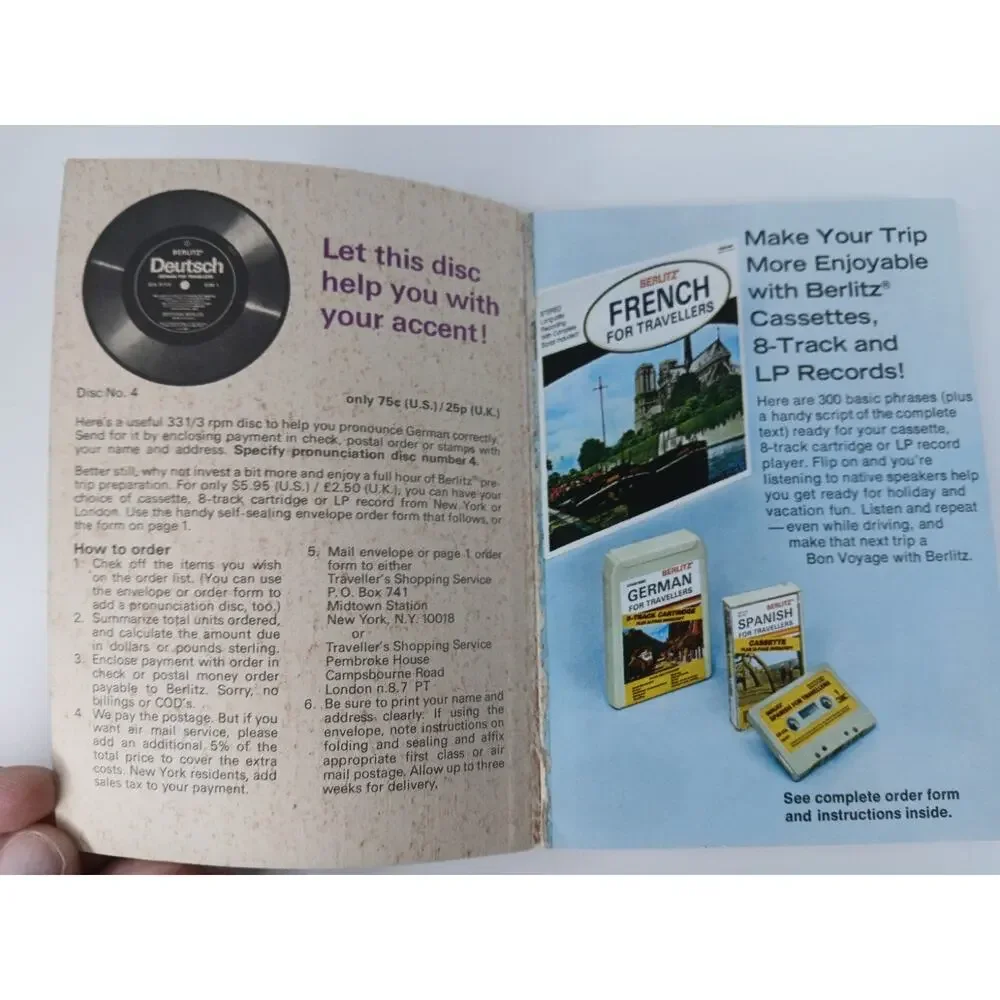 Vintage Berlitz German For Travelers Phrase Pocket Book 1975